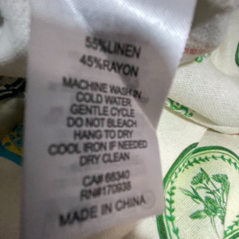 Maison d’Amelie Linen Blend Wide Leg Pants Print Pockets Medium - Picture 3 of 11